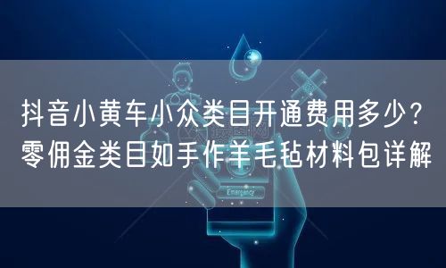 抖音小黄车小众类目开通费用多少?零佣金类目如手作羊毛毡材料包详解