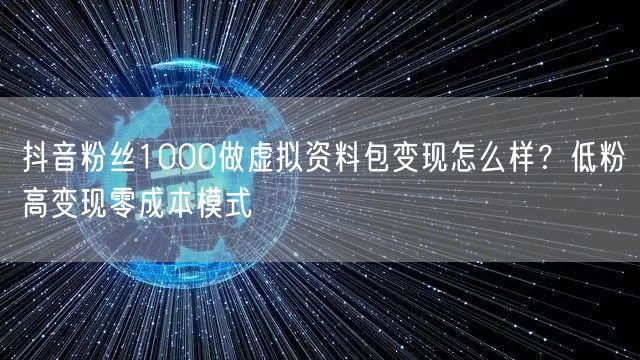 抖音粉丝1000做虚拟资料包变现怎么样?低粉高变现零成本模式