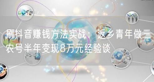 刷抖音赚钱方法实战:返乡青年做三农号半年变现8万元经验谈