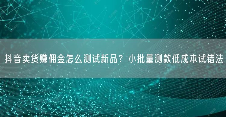 抖音卖货赚佣金怎么测试新品?小批量测款低成本试错法