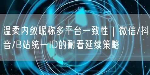 温柔内敛昵称多平台一致性|微信/抖音/B站统一ID的耐看延续策略