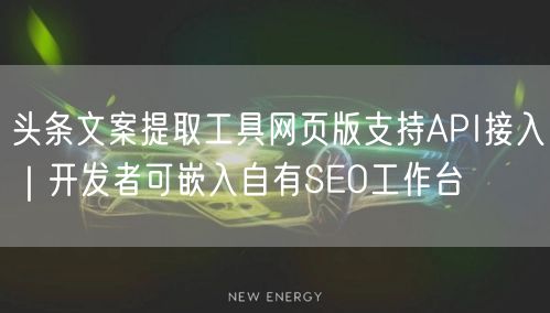 头条文案提取工具网页版支持API接入|开发者可嵌入自有SEO工作台