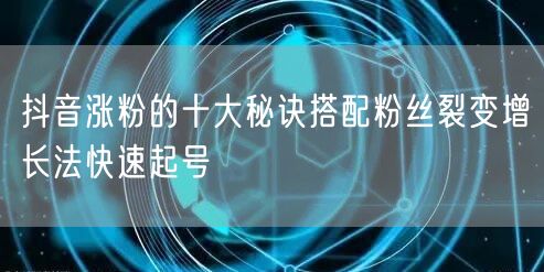 抖音涨粉的十大秘诀搭配粉丝裂变增长法快速起号