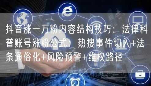 抖音涨一万粉内容结构技巧：法律科普账号涨粉公式：热搜事件切入+法条通俗化+风险预