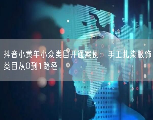 抖音小黄车小众类目开通案例：手工扎染服饰类目从0到1路径