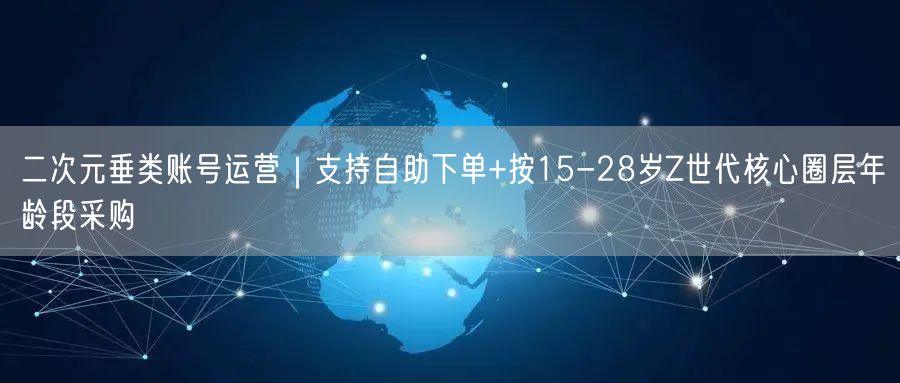 二次元垂类账号运营｜支持自助下单+按15-28岁Z世代核心圈层年龄段采购